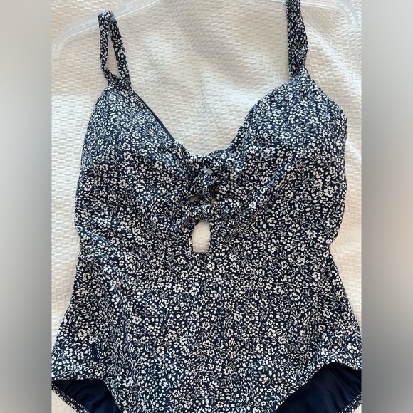 Polo Ralph Lauren NWT Navy Blue Floral Double Front Tie One Piece Bathing Suit - Picture 9 of 16